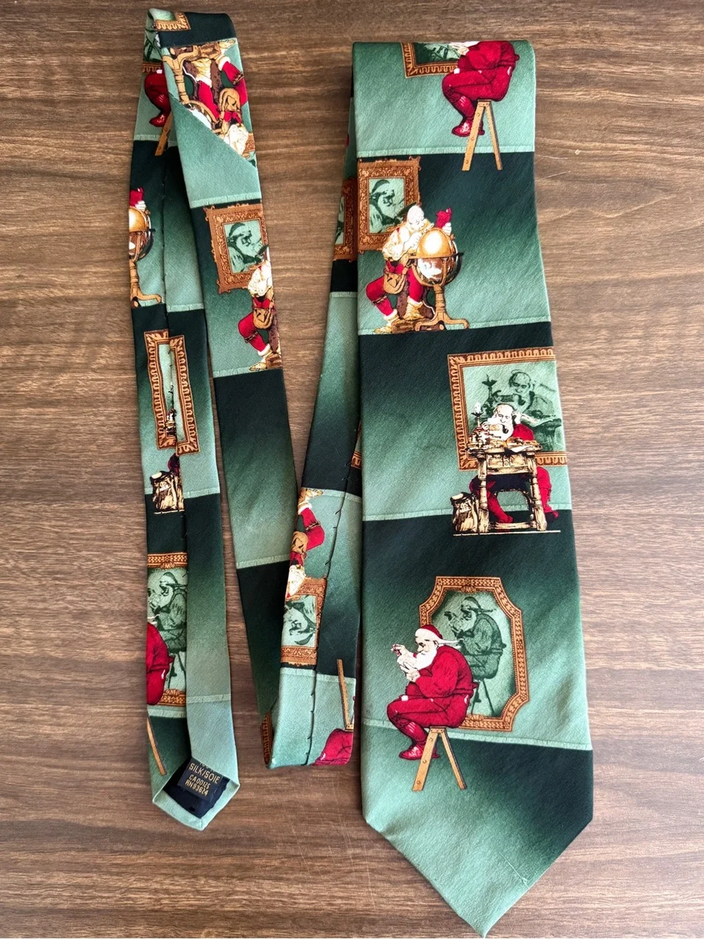 Vintage Norman Rockwell Santa Christmas Tie Saturday Evening Post 100% Silk